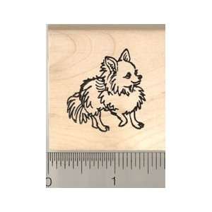  Long Haired Chihuahua Rubber Stamp   Wood Mounted Arts 