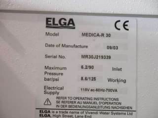 Elga Medica R 30 Lab Water Purifier Purification Unit  