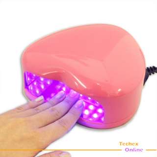 Pink Heart Shape Lamp Light LED UV Gel Salon Nail Art Design Cure 