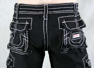 True Religion Jeans Mens Cargo Shorts BIG T Black NEW  