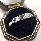 40 ct Sapphire and Diamond Art Deco Platinum Ring   Antique   Size L 