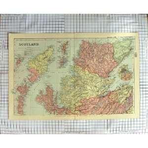   ANTIQUE MAP c1900 SCOTLAND INVERNESS ABERDEEN ORKNEY