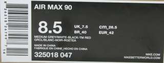 NIKE AIR MAX 90 TEAM RED GREY BLACK WHITE SZ 8 12 NIKE AIRMAX 90 GREY 