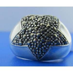  925 STERLING SILVER MARCASITE STAR DOME RING SIZE 7 