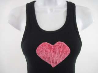 JAMIE KREITMAN Black Ribbed Heart Tank Top Shirt Sz M  