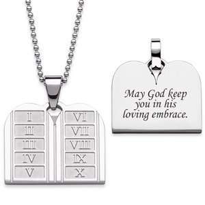  Stainless Steel Ten Commandments Engraved Pendant Jewelry