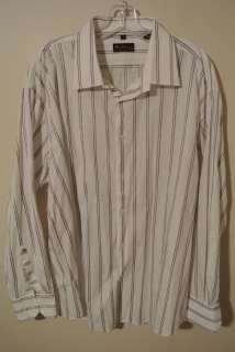 Mens Ben Sherman White Striped Casual Dress Shirt 5 XXL 2XL  