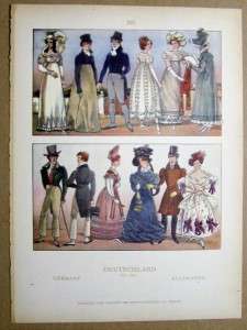 Fashion History Plate 1900 Color Lith OFFICIAL GERMANY  