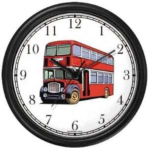  Red Double Decker Tour (Tourist) Bus No.1 Wall Clock by 