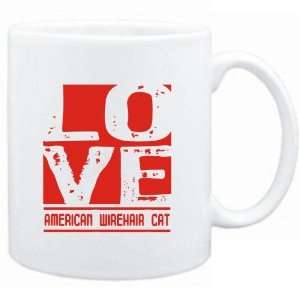    Mug White  LOVE American Wirehair  Cats