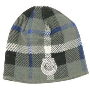  Indianapolis Colts Fashion Plaid Winter Knit Beanie   Gray 
