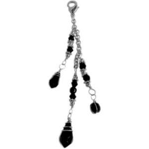 Hair Twisters Wrap Black Beads Silver Chain Large Charm  