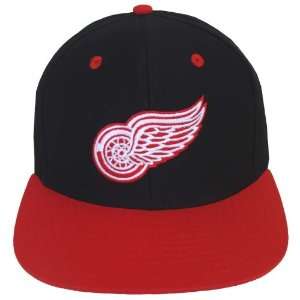  Detroit Red Wings Retro Logo Hat Cap Snapback Black Red 