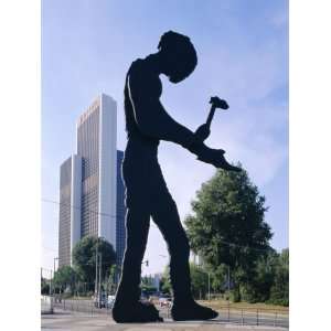  Hammering Man Sculpture, Frankfurt, Germany, Europe 