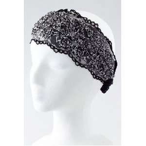   Hair Accessory ~ Black Stretchable Printed Floral Head Wrap Sports
