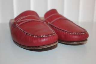 FACONNABLE Women Red MULES SLIDES Leather Shoes Sz 11  