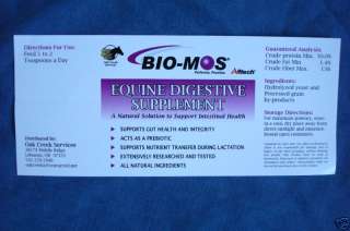 Horse DIGESTIVE Supplement BIO MOS BioMos PREBIOTIC  