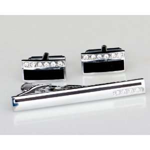   Stripe Gems Cufflink & Tieclip Set with Gift Box (ACV 04) Jewelry