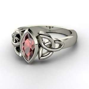  Caitlin Ring, Platinum Ring with Red Garnet Jewelry