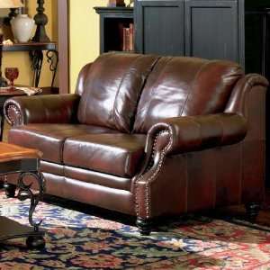 Adalia Love Seat in Brown Leather