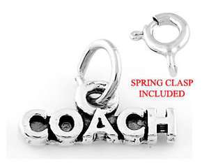 STERLING SILVER WORD COACH CHARM WITH SPRING RING CLASP  