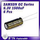 SAMXON 6.3v 1500uF ELECTROLYTIC CAPACITORS GC SERIES 8mmD x 20mmH 6 