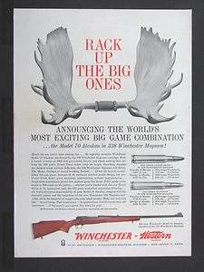 1959 WINCHESTER debut Model 70 ALASKAN .338 Magnum Rifle magazine Ad 