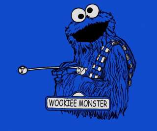   Sesame Street Chewbacca Cookie Monster Wookie RIPT Mens Shirt RARE