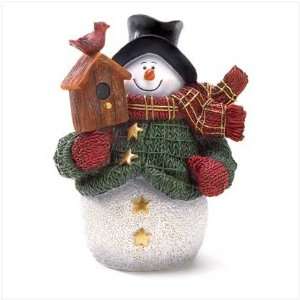 Green Jacket Snowman Figurine 