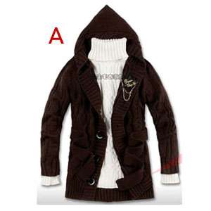 Mens Casual Slim Woolen Sweater Hooded Cardigan Knitting Coat Jacket 5 