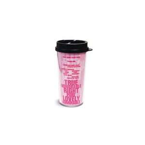   Stacked Words Pink Tumbler Mug Pure Lovely Admirable