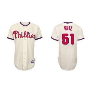 Philadelphia Phillies #51 Carlos Ruiz Cream 2011 MLB Authentic Jerseys 