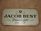 JACOB BEST,PRMIUM LIGHT,ON TAP,1982 WOOD BAR ADVERTISIN