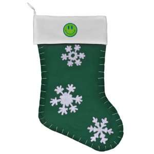   Stocking Green Smiley Face With Peace Symbols 