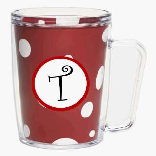 Red & White Polka Dot 18 oz Insulated Mug w/Monogram 