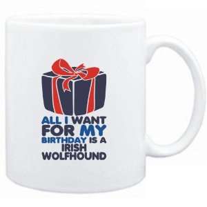  Mug White  I WANT FOR MY BIRTHDAY IS A Irish Wolfhound 