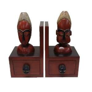  African King Bookends with Drawer   Handmade in Ghana 