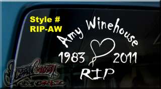 IN MEMORY OF Amy Winehouse RIP VINYL DECAL STICKER  