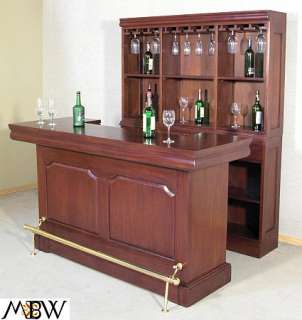   Mahogany Walnut Finish Home Liquor Wine Bar w/ Rails barmf  