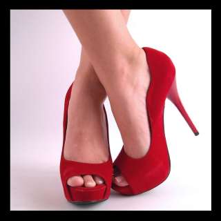 NEW RED HIGH HEEL PEEPTOE PUMP  