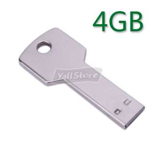 New 4GB Metal Key USB 2.0 Flash Drive silver white 4 GB  