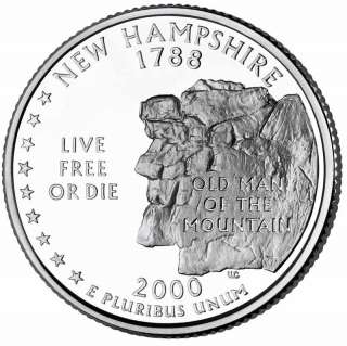  ¢ NH Quarter Cut Coin Necklace Granite Live Free or Die State  