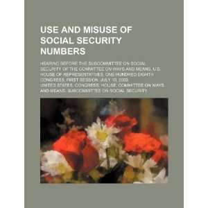 of social security numbers hearing before the Subcommittee on Social 