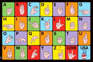 3x5 ABC Rug Cool Sign Language Hand Talk Educational USA New 39x58 