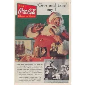    Print Ad 1937 Coca Cola Christmas Give and Take Coca Cola Books
