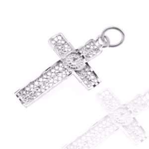 925 Sterling Silver Jewelry, Cross Charm with Loopy Filigree Pattern 