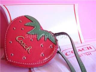 COACH Strawberry Key Chain Wristlet Coin Purse 60881  