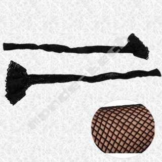 Pair Black Lace Lady Thigh High Fishnet Net Stockings  