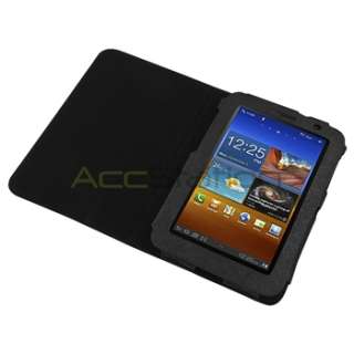 Black Leather Skin Case Cover+2x Screen Protector For Samsung Galaxy 