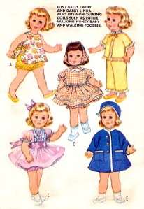 VINTAGE CHATTY CATHY, RUTHIE DOLL CLOTHES Pattern 6465  